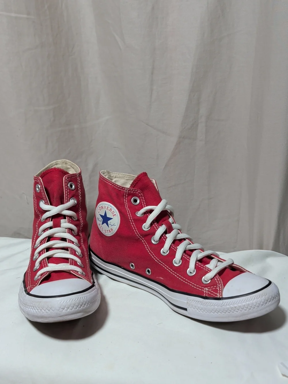 Men's Converse High Top Sneakers in Red with White Trim Size 8 1/2 Skater